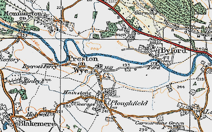 Old map of Preston on Wye in 1920