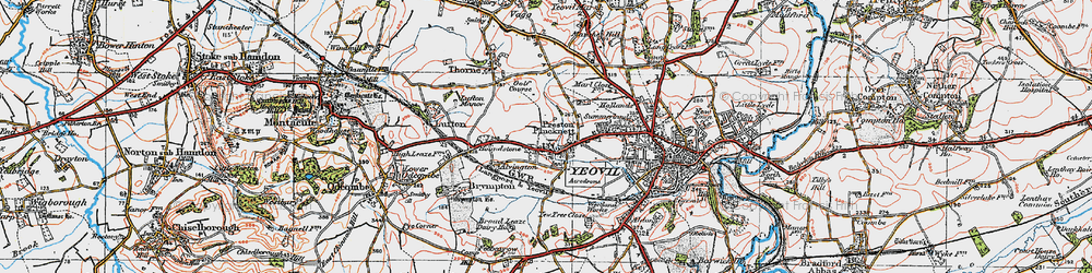 Old map of Preston Plucknett in 1919