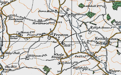 Old map of Preston St Mary in 1921