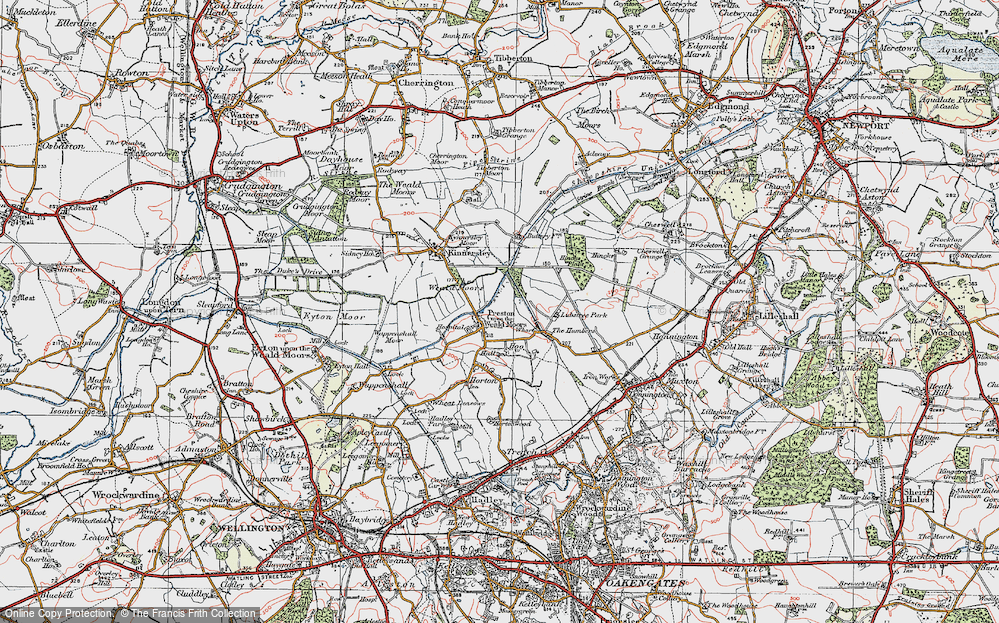 Old Map of Preston upon the Weald Moors, 1921 in 1921