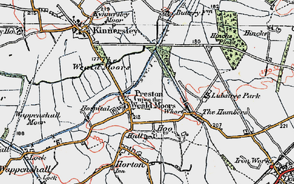 Old map of Preston upon the Weald Moors in 1921