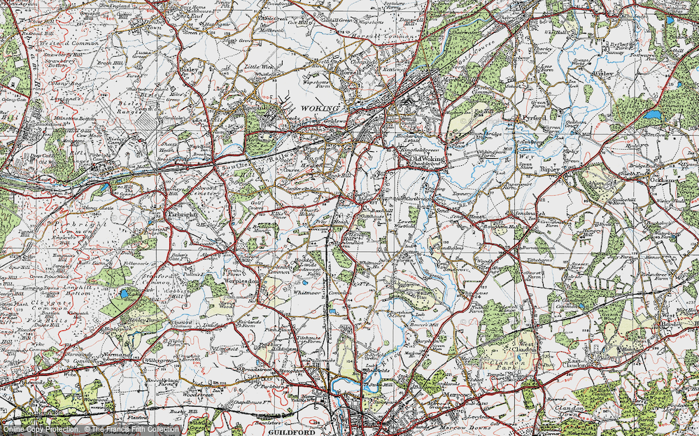 Old Map of Historic Map covering Worplesdon Sta in 1920