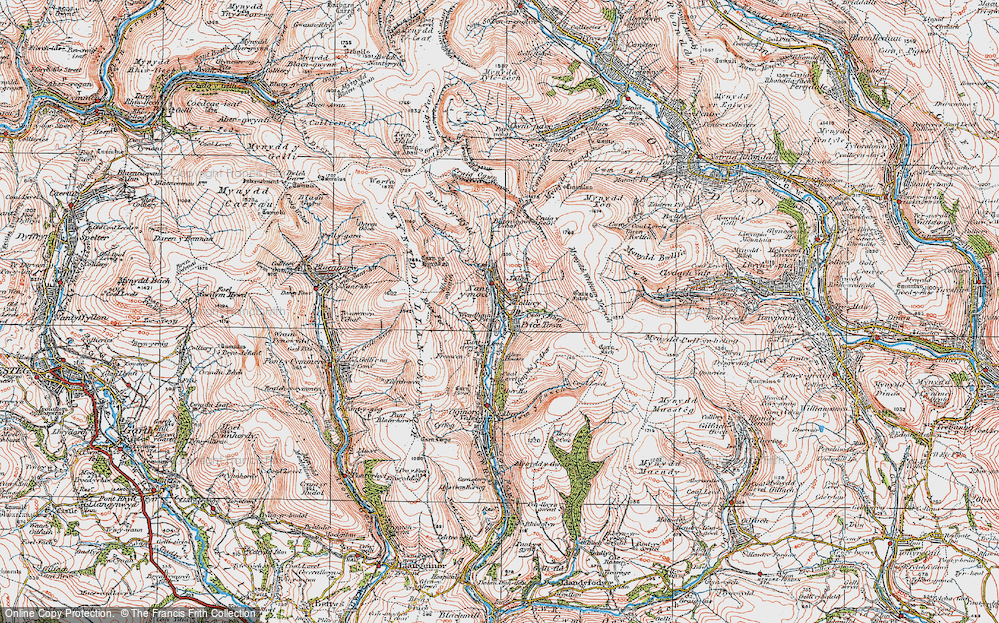 Old Map of Historic Map covering Braich yr Hydd in 1922