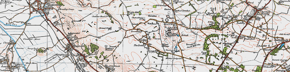 Old map of Priddy in 1919