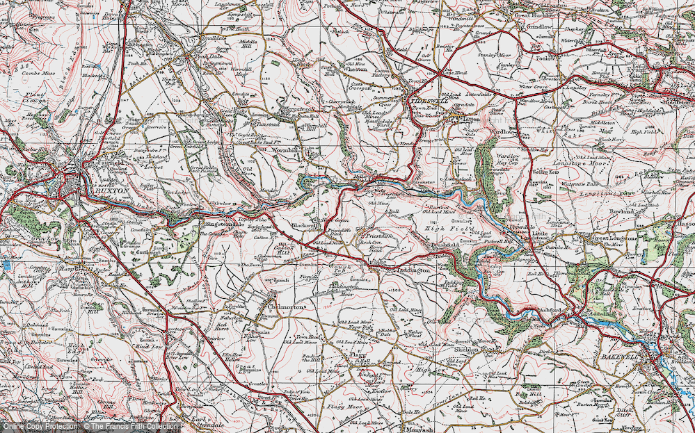 Old Map of Priestcliffe, 1923 in 1923