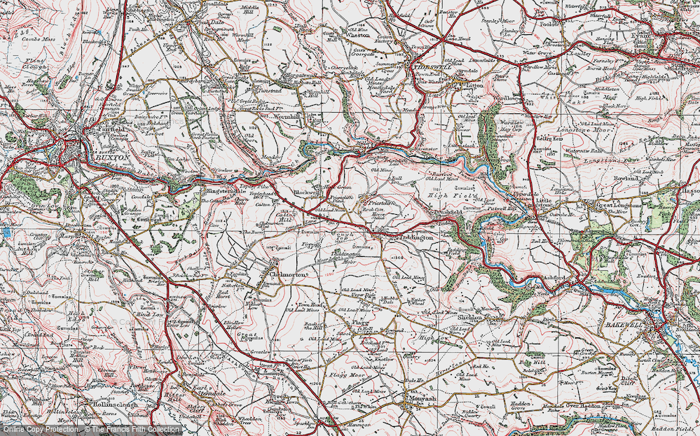 Old Map of Priestcliffe Ditch, 1923 in 1923