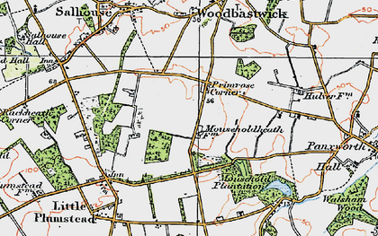 Old map of Primrose Corner in 1922