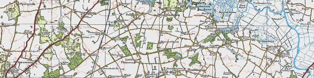 Old map of Primrose Corner in 1922