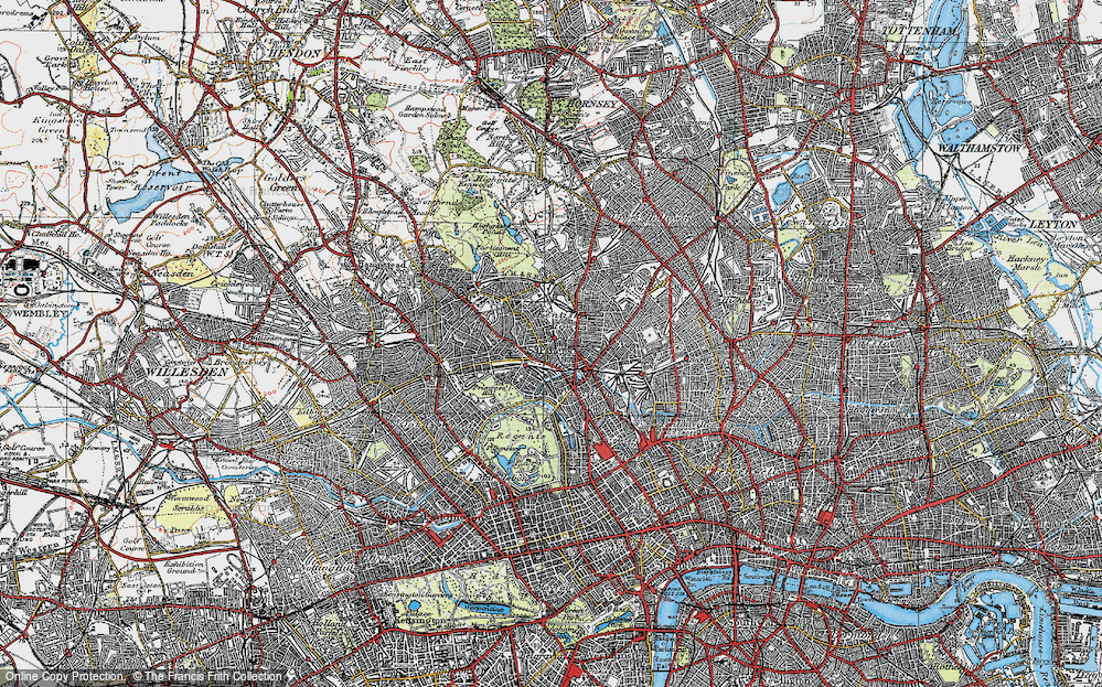 Old Map of Primrose Hill, 1920 in 1920