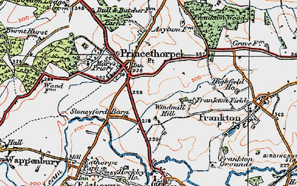 Old map of Princethorpe in 1919