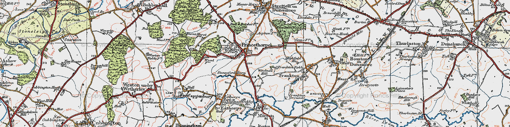 Old map of Princethorpe in 1919