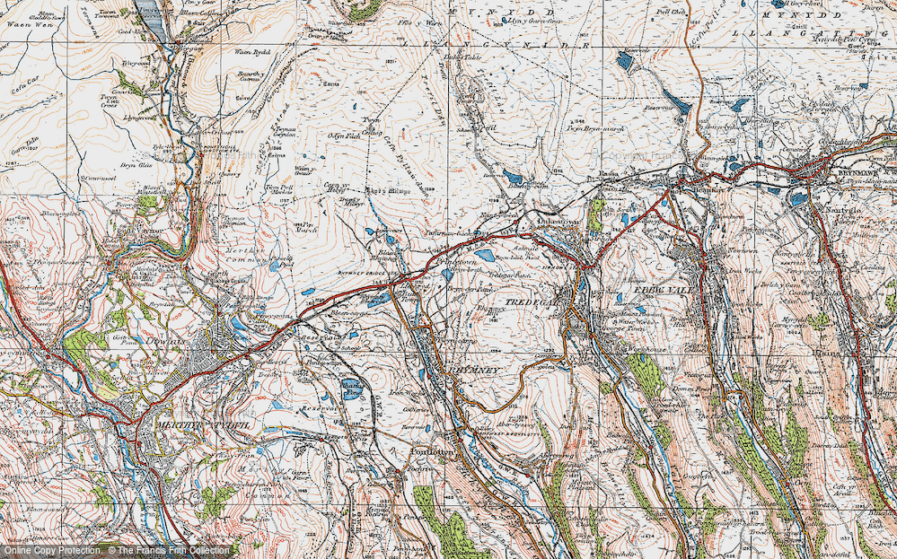 Old Map of Historic Map covering Bryn-oer Patch in 1919