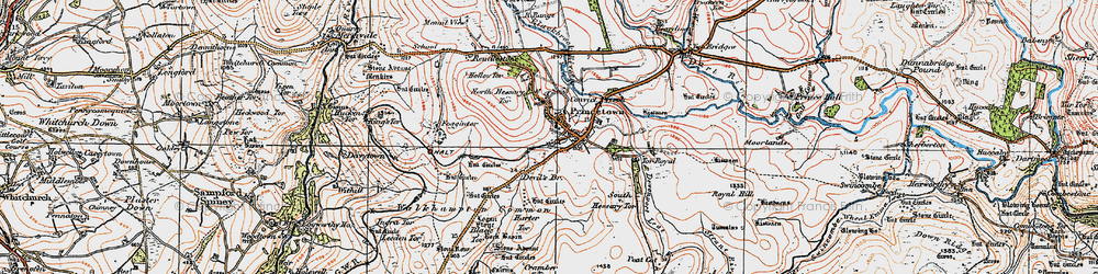 Old map of Princetown in 1919