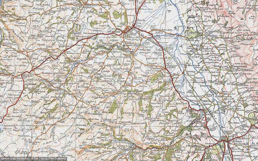 Old Map of Historic Map covering Bryn Mulan in 1922