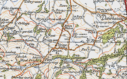 Old map of Bryn-y-gwynt Isaf in 1922