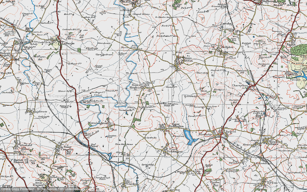 Old Map of Priors Hardwick, 1919 in 1919