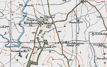 Old map of Priors Hardwick in 1919