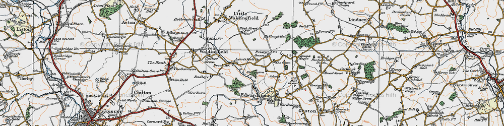 Old map of Priory Green in 1921