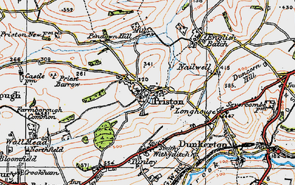 Old map of Priston in 1919