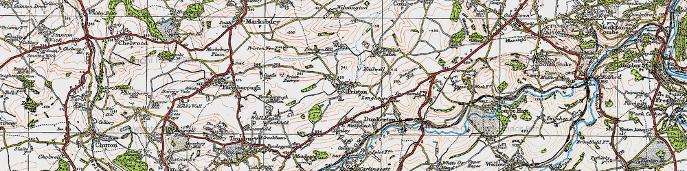 Old map of Priston in 1919