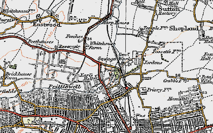 Old map of Prittlewell in 1921