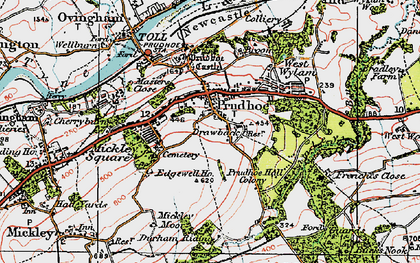 Old map of Prudhoe in 1925