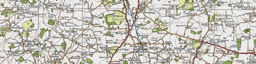Old map of Puckeridge in 1919