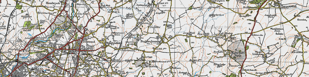 Old map of Pucklechurch in 1919