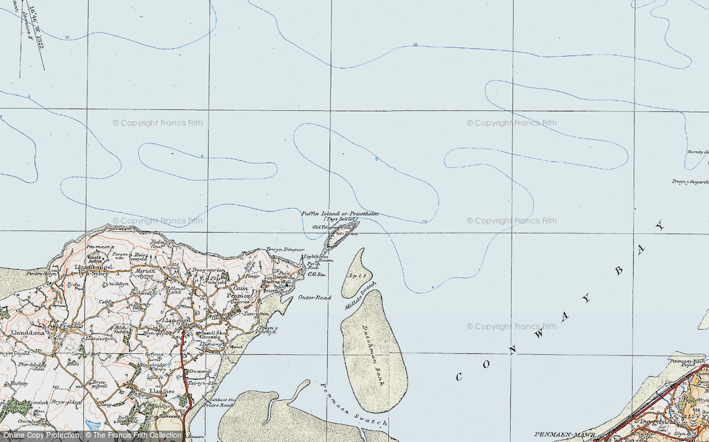 Old Map of Puffin Island or Priestholm, 1922 in 1922