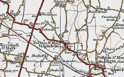 Old map of Pulham Market in 1921