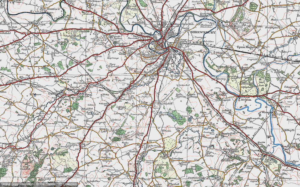 Old Map of Historic Map covering Burgs, The in 1921
