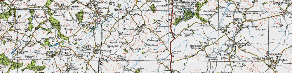 Old map of Pulloxhill in 1919
