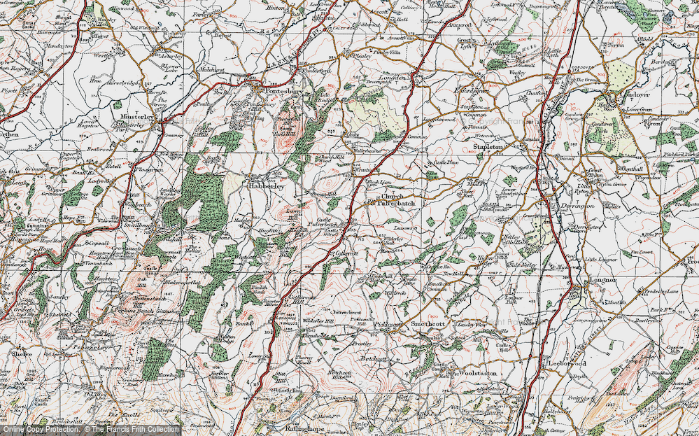 Old Map of Pulverbatch, 1921 in 1921