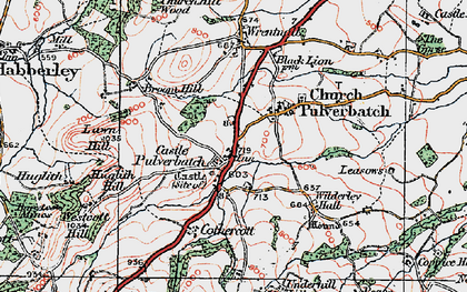 Old map of Pulverbatch in 1921