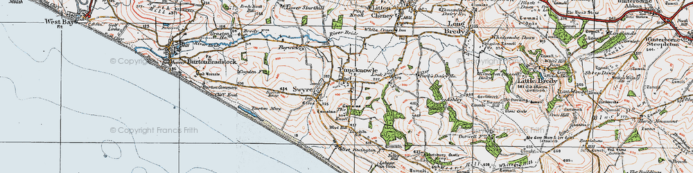 Old map of Puncknowle in 1919