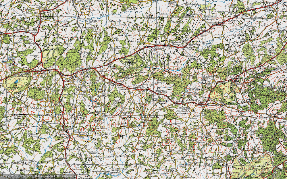 Old Map of Historic Map covering Bingletts Wood in 1920