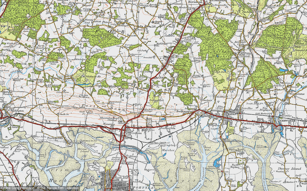 Old Map of Purbrook, 1919 in 1919
