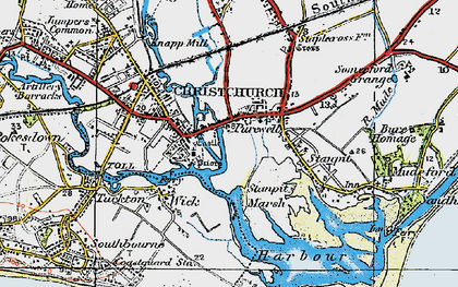 Old map of Purewell in 1919