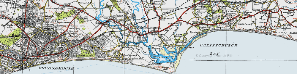Old map of Purewell in 1919