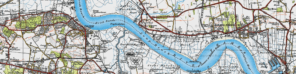 Old map of Purfleet in 1920