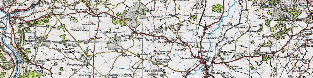 Old map of Purlpit in 1919