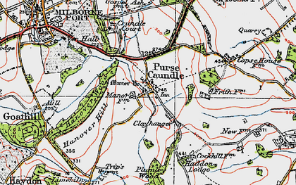 Old map of Purse Caundle in 1919