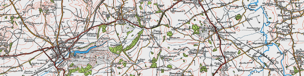 Old map of Purse Caundle in 1919