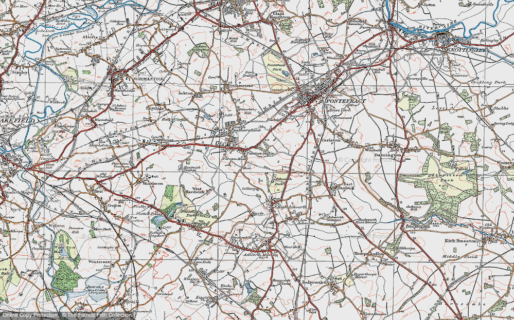 Old Map of Purston Jaglin, 1925 in 1925