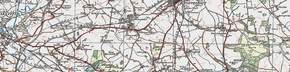 Old map of Purston Jaglin in 1925