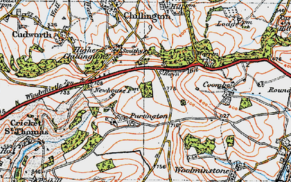 Old map of Purtington in 1919