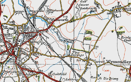 Old map of Purwell in 1919