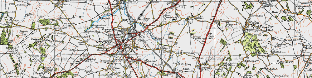Old map of Purwell in 1919