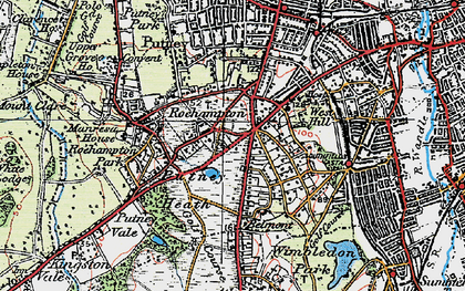 Old map of Putney Heath in 1920