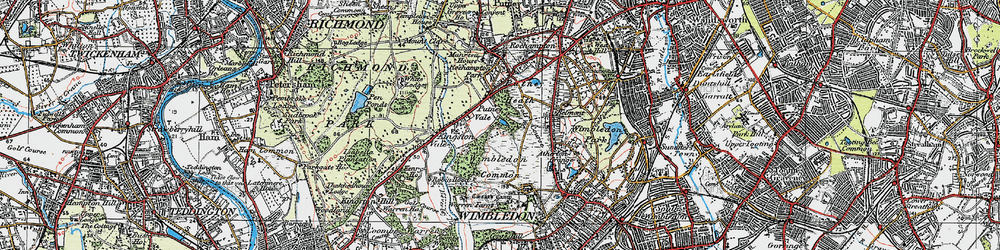 Old map of Wimbledon Common in 1920